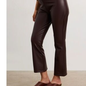 Hatch Faux Leather Cropped Pants MATERNITY - Dark Brown